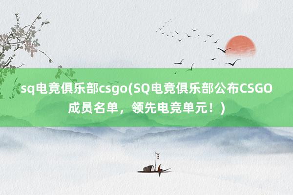 sq电竞俱乐部csgo(SQ电竞俱乐部公布CSGO成员名单，领先电竞单元！)