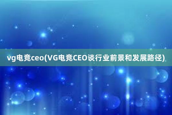 vg电竞ceo(VG电竞CEO谈行业前景和发展路径)