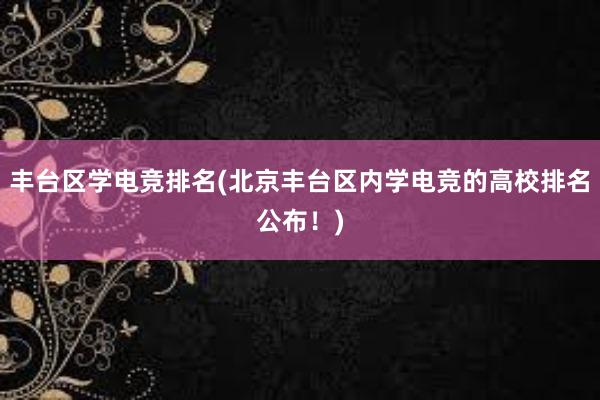 丰台区学电竞排名(北京丰台区内学电竞的高校排名公布！)