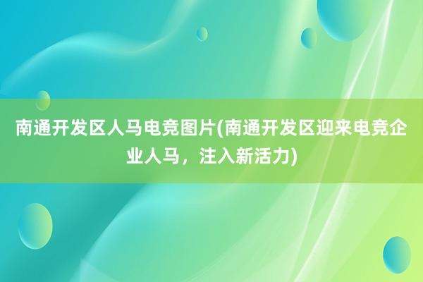 南通开发区人马电竞图片(南通开发区迎来电竞企业人马，注入新活力)