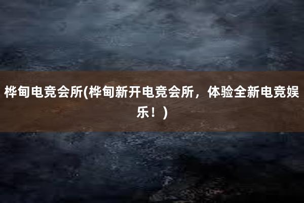 桦甸电竞会所(桦甸新开电竞会所，体验全新电竞娱乐！)