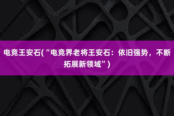 电竞王安石(“电竞界老将王安石：依旧强势，不断拓展新领域”)