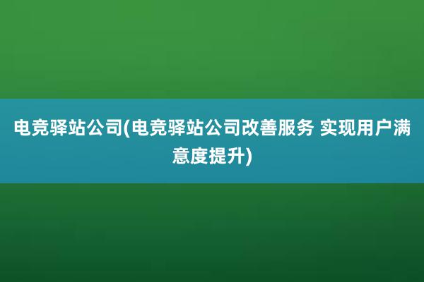 电竞驿站公司(电竞驿站公司改善服务 实现用户满意度提升)