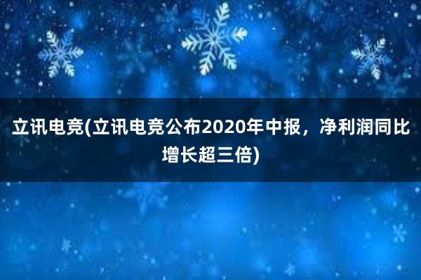 立讯电竞(立讯电竞公布2020年中报，净利润同比增长超三倍)