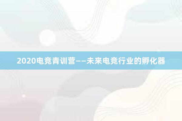 2020电竞青训营——未来电竞行业的孵化器