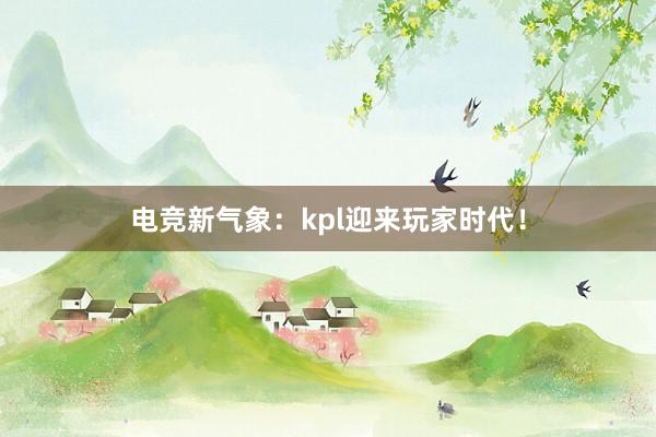 电竞新气象：kpl迎来玩家时代！