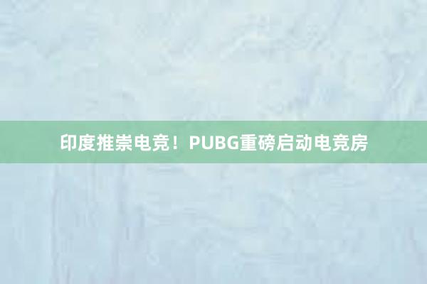 印度推崇电竞！PUBG重磅启动电竞房