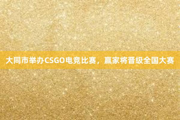 大同市举办CSGO电竞比赛，赢家将晋级全国大赛