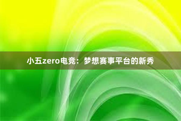 小五zero电竞：梦想赛事平台的新秀