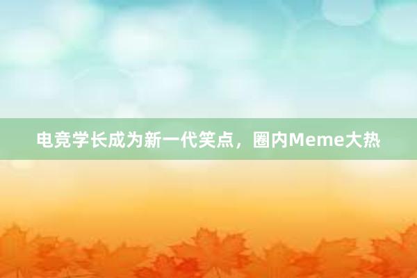 电竞学长成为新一代笑点，圈内Meme大热