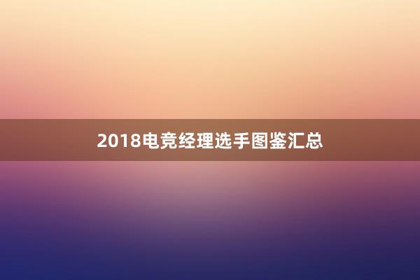 2018电竞经理选手图鉴汇总