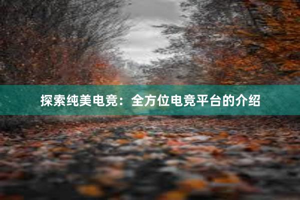 探索纯美电竞：全方位电竞平台的介绍